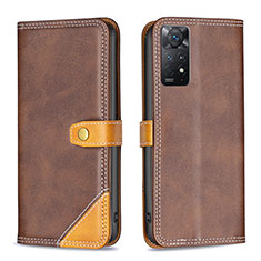 Funda de Cuero Cartera con Soporte Carcasa B14F para Xiaomi Redmi Note 11 Pro 4G Marron