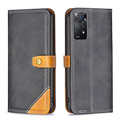 Funda de Cuero Cartera con Soporte Carcasa B14F para Xiaomi Redmi Note 11 Pro 4G Negro