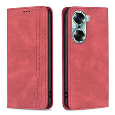 Funda de Cuero Cartera con Soporte Carcasa B15F para Huawei Honor 60 5G Rojo