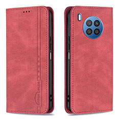 Funda de Cuero Cartera con Soporte Carcasa B15F para Huawei Nova 8i Rojo