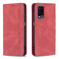 Funda de Cuero Cartera con Soporte Carcasa B15F para Oppo A54 4G Rojo