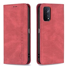 Funda de Cuero Cartera con Soporte Carcasa B15F para Oppo A54 5G Rojo