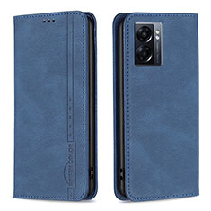 Funda de Cuero Cartera con Soporte Carcasa B15F para Oppo A57 5G Azul