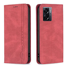 Funda de Cuero Cartera con Soporte Carcasa B15F para Oppo A57 5G Rojo