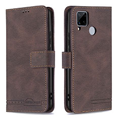 Funda de Cuero Cartera con Soporte Carcasa B15F para Realme C12 Marron