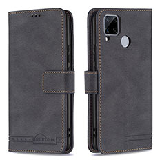 Funda de Cuero Cartera con Soporte Carcasa B15F para Realme C12 Negro