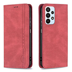 Funda de Cuero Cartera con Soporte Carcasa B15F para Samsung Galaxy A23 4G Rojo