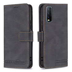 Funda de Cuero Cartera con Soporte Carcasa B15F para Vivo Y12s (2021) Negro