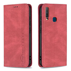 Funda de Cuero Cartera con Soporte Carcasa B15F para Vivo Y15 Rojo