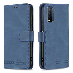 Funda de Cuero Cartera con Soporte Carcasa B15F para Vivo Y20G Azul