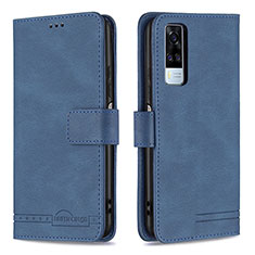 Funda de Cuero Cartera con Soporte Carcasa B15F para Vivo Y53s 4G Azul