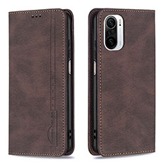 Funda de Cuero Cartera con Soporte Carcasa B15F para Xiaomi Mi 11i 5G Marron