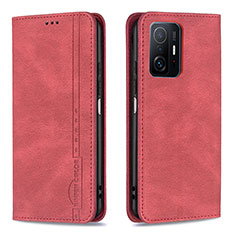 Funda de Cuero Cartera con Soporte Carcasa B15F para Xiaomi Mi 11T 5G Rojo