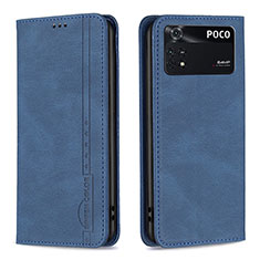 Funda de Cuero Cartera con Soporte Carcasa B15F para Xiaomi Poco M4 Pro 4G Azul