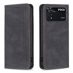 Funda de Cuero Cartera con Soporte Carcasa B15F para Xiaomi Poco M4 Pro 4G Negro