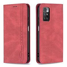 Funda de Cuero Cartera con Soporte Carcasa B15F para Xiaomi Redmi 10 (2022) Rojo