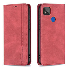 Funda de Cuero Cartera con Soporte Carcasa B15F para Xiaomi Redmi 9 Activ Rojo