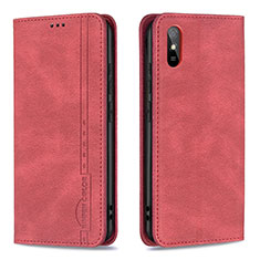 Funda de Cuero Cartera con Soporte Carcasa B15F para Xiaomi Redmi 9i Rojo