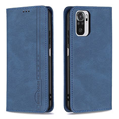 Funda de Cuero Cartera con Soporte Carcasa B15F para Xiaomi Redmi Note 10 4G Azul