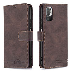 Funda de Cuero Cartera con Soporte Carcasa B15F para Xiaomi Redmi Note 10 5G Marron