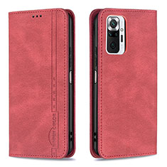 Funda de Cuero Cartera con Soporte Carcasa B15F para Xiaomi Redmi Note 10 Pro Max Rojo