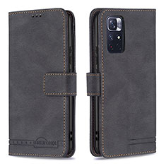 Funda de Cuero Cartera con Soporte Carcasa B15F para Xiaomi Redmi Note 11 5G Negro