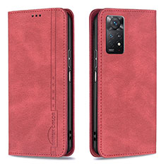 Funda de Cuero Cartera con Soporte Carcasa B15F para Xiaomi Redmi Note 11 Pro 5G Rojo