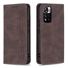 Funda de Cuero Cartera con Soporte Carcasa B15F para Xiaomi Redmi Note 11 Pro+ Plus 5G Marron