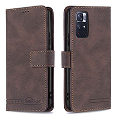 Funda de Cuero Cartera con Soporte Carcasa B15F para Xiaomi Redmi Note 11S 5G Marron