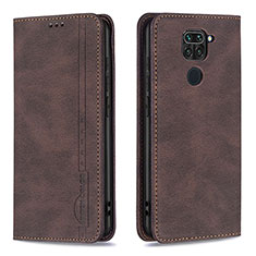 Funda de Cuero Cartera con Soporte Carcasa B15F para Xiaomi Redmi Note 9 Marron