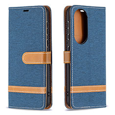 Funda de Cuero Cartera con Soporte Carcasa B16F para Huawei P50 Pro Azul