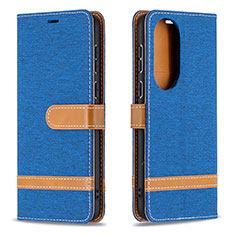 Funda de Cuero Cartera con Soporte Carcasa B16F para Huawei P50 Pro Azul Real