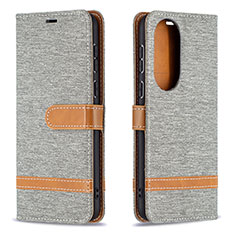 Funda de Cuero Cartera con Soporte Carcasa B16F para Huawei P50 Pro Gris