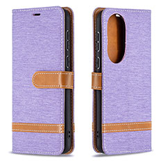 Funda de Cuero Cartera con Soporte Carcasa B16F para Huawei P50 Pro Purpura Claro