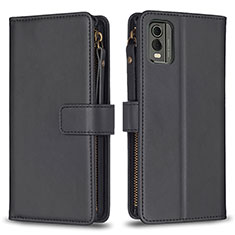 Funda de Cuero Cartera con Soporte Carcasa B16F para Nokia C210 Negro