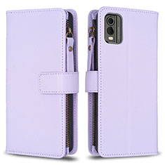 Funda de Cuero Cartera con Soporte Carcasa B16F para Nokia C32 Purpura Claro