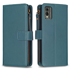 Funda de Cuero Cartera con Soporte Carcasa B16F para Nokia C32 Verde