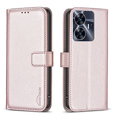 Funda de Cuero Cartera con Soporte Carcasa B16F para Realme C55 Oro Rosa