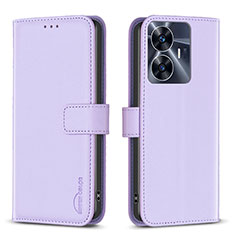 Funda de Cuero Cartera con Soporte Carcasa B16F para Realme C55 Purpura Claro