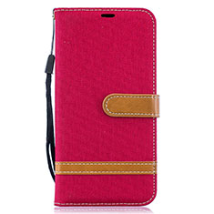 Funda de Cuero Cartera con Soporte Carcasa B16F para Samsung Galaxy A10 Rojo