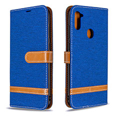 Funda de Cuero Cartera con Soporte Carcasa B16F para Samsung Galaxy A11 Azul