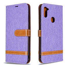 Funda de Cuero Cartera con Soporte Carcasa B16F para Samsung Galaxy A11 Purpura Claro