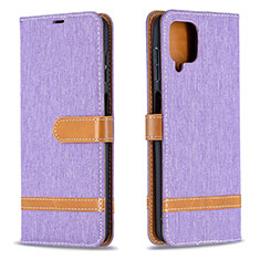 Funda de Cuero Cartera con Soporte Carcasa B16F para Samsung Galaxy A12 Purpura Claro