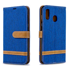 Funda de Cuero Cartera con Soporte Carcasa B16F para Samsung Galaxy A20 Azul