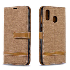 Funda de Cuero Cartera con Soporte Carcasa B16F para Samsung Galaxy A20 Oro