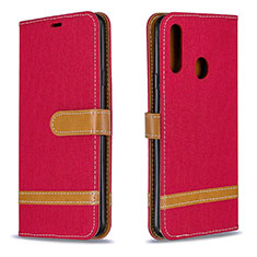 Funda de Cuero Cartera con Soporte Carcasa B16F para Samsung Galaxy A20s Rojo