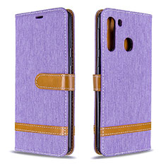 Funda de Cuero Cartera con Soporte Carcasa B16F para Samsung Galaxy A21 Purpura Claro