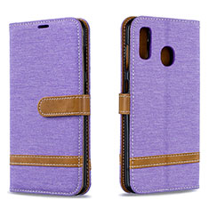 Funda de Cuero Cartera con Soporte Carcasa B16F para Samsung Galaxy A30 Purpura Claro