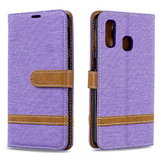 Funda de Cuero Cartera con Soporte Carcasa B16F para Samsung Galaxy A40 Purpura Claro