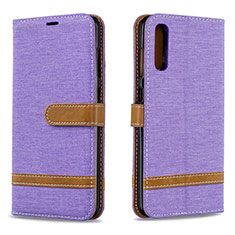 Funda de Cuero Cartera con Soporte Carcasa B16F para Samsung Galaxy A70 Purpura Claro